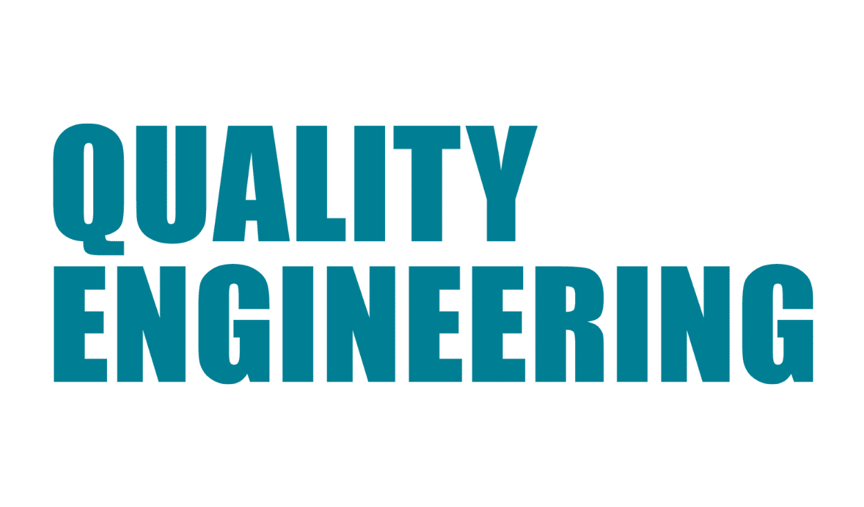 Das Wortmarken-Logo der Quality Engineering in petrol auf einem weißen Hintergrund.