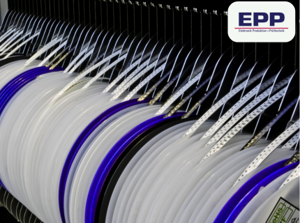 Feeder reels with SMD components in a pick-and-place machine for automated PCB assembly in electronics manufacturing